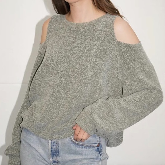 LNA‎ Embla Sherpa Sweatshirt in Elm Green XS - Picture 3 of 10